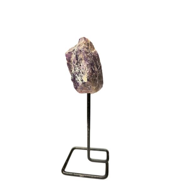 Raw Amethyst Crystal On Metal Stand - Picture 2 of 5
